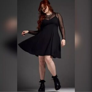 Torrid nightfall Elegant Black Sheer Sleeve Dress